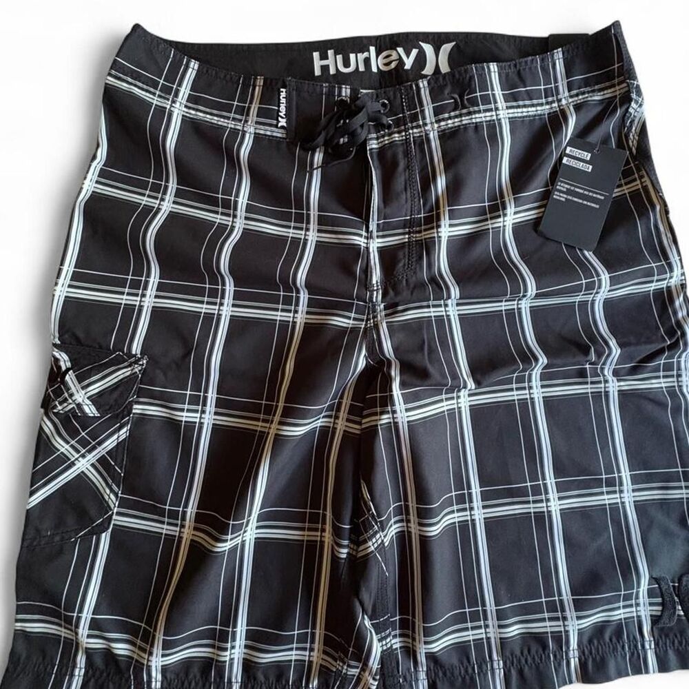 Hurley Men's Black and Grey Swim-briefs-shorts